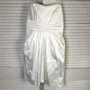 Strapless White Mini Dress with Pockets